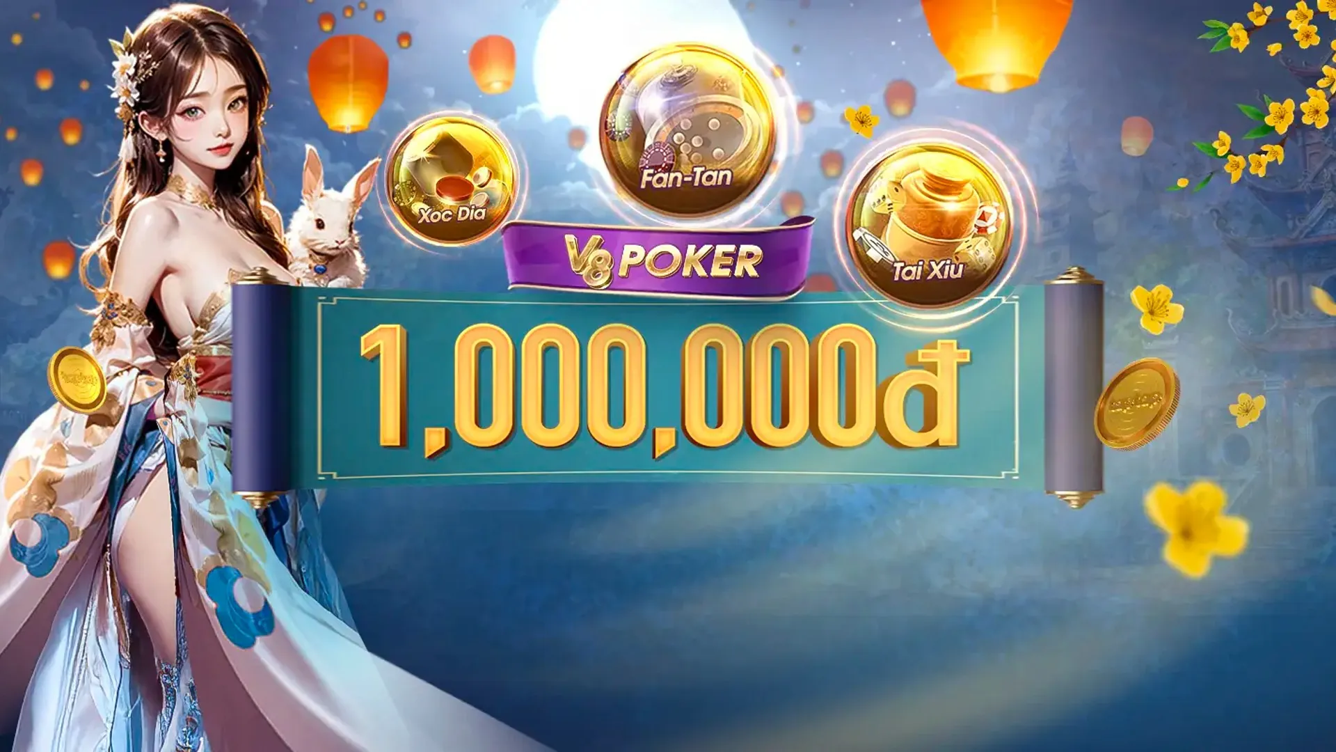 Banner ưu đãi độc quyền 32win32 với tiền vàng và biểu tượng chiến thắng